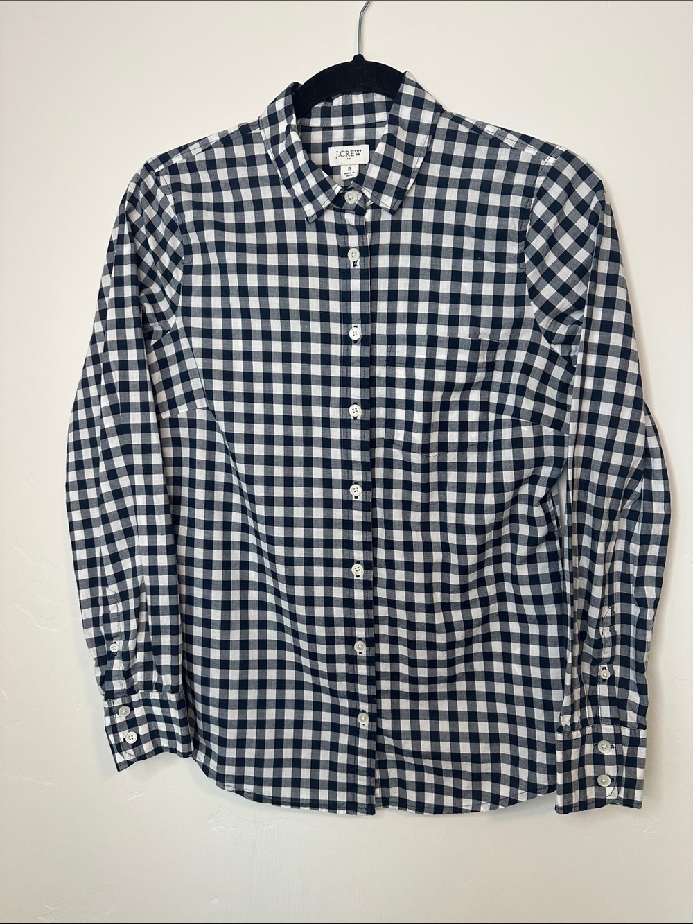 J Crew Blue Checkered Long Sleeve Button Down Blouse S
